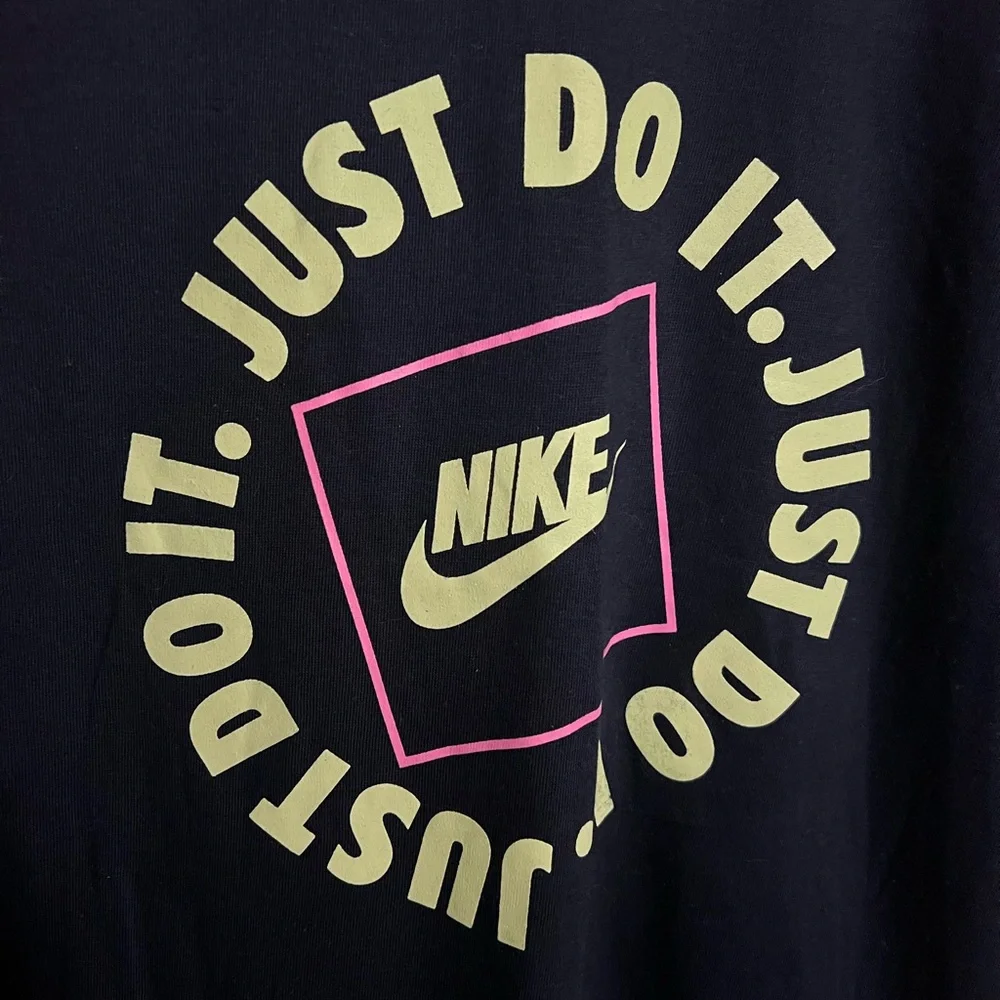 NIKE Classic Athletic Athleisure Just Do It Casual T Shirt Navy Blue Men's Sz Sm